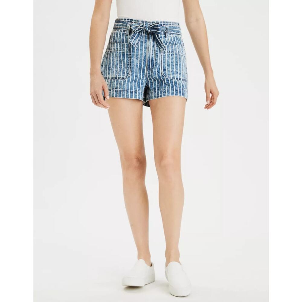 NWT Aerie American Eagle Stretch Highest Waist Mom Shorts & White Tee Bundle S